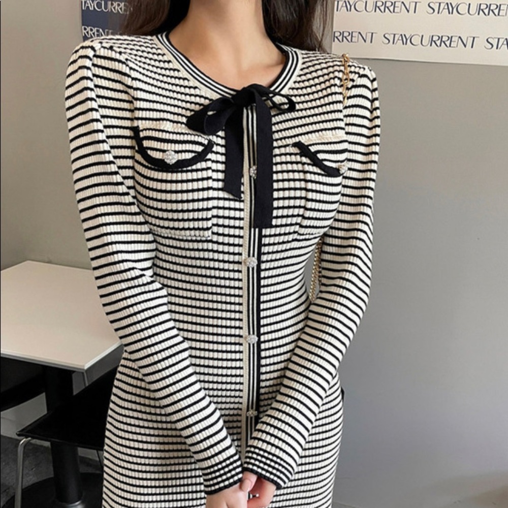 striped slim dress